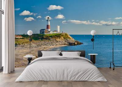 Montauk Lighthouse and beach, Long Island, New York, USA. Wall mural