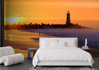 Santa Cruz Breakwater Light (Walton Lighthouse) at sunrise Wall mural