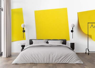 yellow blank post-it notes isolated on white Wall mural