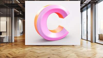 3d glossy pink and orange letter C isolated on white background, computer generated images Wall mural