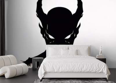 Black silhouette, tattoo of a dark monster, demon on white background. Vector. Wall mural