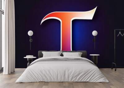 Futuristic letter T logo design template elements for your application or corporate identity. Wall mural