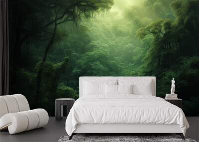 misty forest in the morning Wall mural