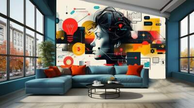 Design art concept abstract contemporary modern background business graphic idea. Work concept art design retro office poster icon hand team success digital ad artwork visual technology research job. Wall mural