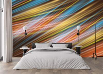 Colorful light trails with motion effect. Vector illustration of high speed light effect on black background. Wall mural