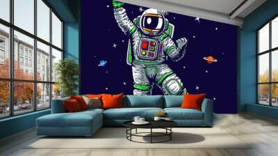 astronaut illustration tee shirt logo wallpaper graphic design print   Wall mural