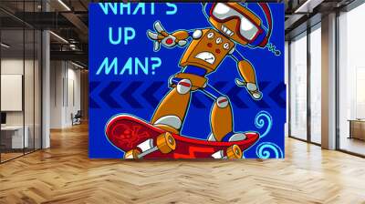 robot toy skater illustration graphic design print Wall mural