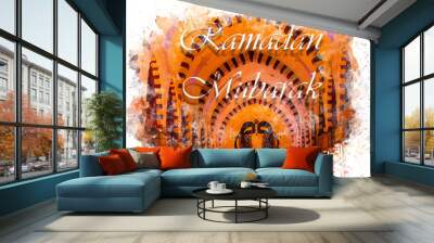 Muslim greeting and celebration card for the beginning of the Ramadan, Story Wall mural