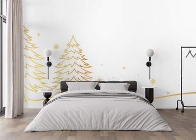 christmas tree with snowflake line art style. element vector eps 10 Wall mural