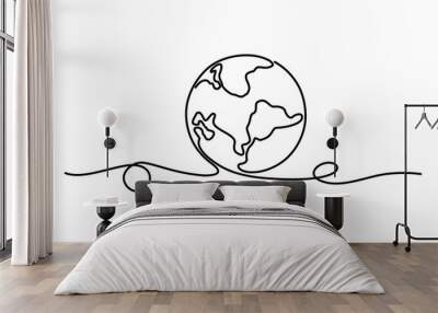 illustration of an earth line art style. vector eps 10 Wall mural