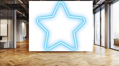 blue neon star icon Wall mural