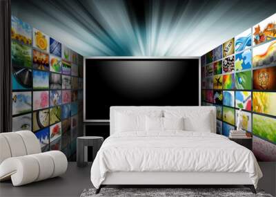 flat screen television with images Wall mural