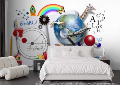 open learning book with science and math Wall mural