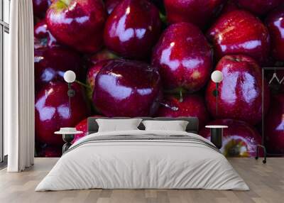 red delicious apple fruit with reflection background Wall mural