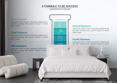 Success Formula Infographic With 6 Steps and Editable Text for Business Plans, Business Research, and Website Design. Wall mural