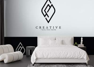 letter P and S design logo template  modern creative elegant Wall mural