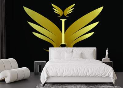 Number 1 Luxury Gold Wing Logo Template Wall mural