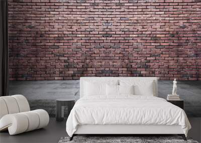 Concrete floor with old red brick wall, empty room Wall mural