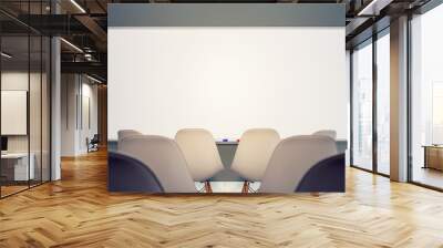 Empty classroom with chairs and big clean white board 3D Rendering Wall mural