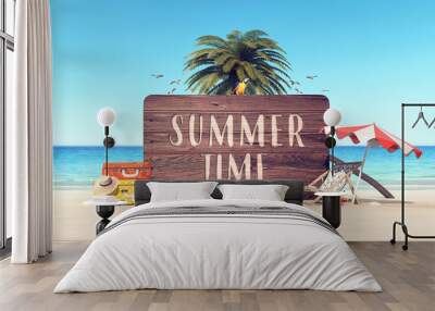 Summer time holiday background 3D Rendering Wall mural