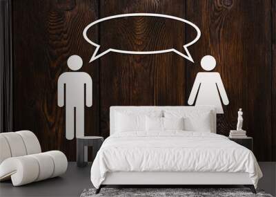 Paper man and woman is talking. Relation concept. Abstract conceptual Wall mural