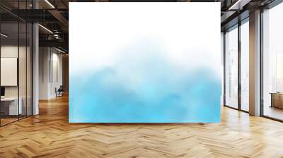 Blue turquoise smoke on white background. Blue smoke border  on transparent background Wall mural