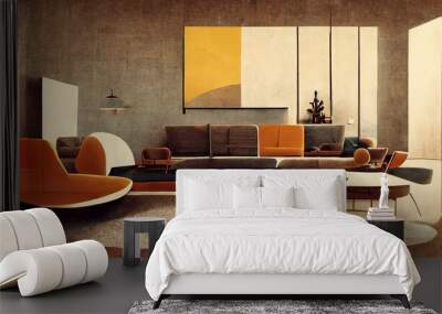 Minimalist and modern living room  interior illustration  Wall mural