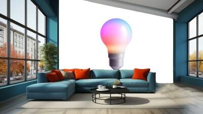 Colorful LED light bulb with a smooth design, showcasing a gradient of hues, perfect for modern home decor and energy-efficient lighting. Wall mural