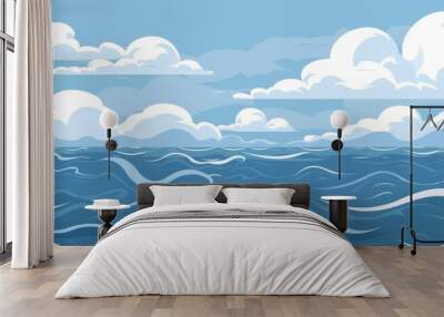 The rough sea and white clouds Wall mural