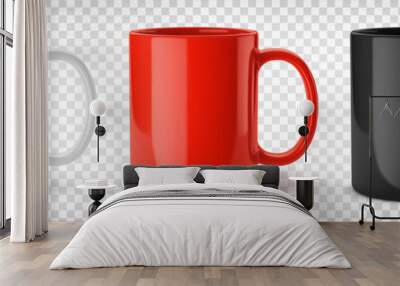 Vector realistic illustration of ceramic mugs on a transparent background. Wall mural