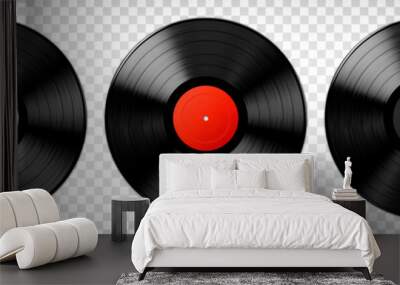 Vector realistic illustration of vinyl records on a transparent background. Wall mural