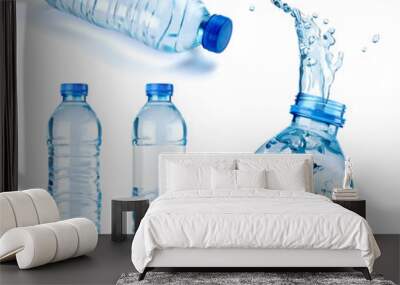 Vector realistic illustration of water bottles on a white background.
 Wall mural