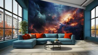 Beautiful Outer Space View with Nebula Light and Galaxy in Universe Wall mural