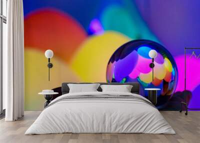 Crystal ball reflecting light installation in Japan Wall mural