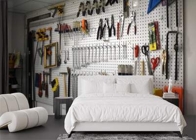 organized tools in workshop Wall mural