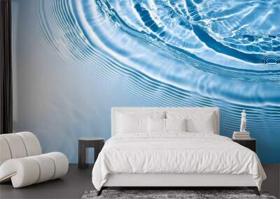 abstract blue water ripple surface transparent clear water wave on blue background sunlight on surface of water natural summer shining pattern texture background mockup for product or spa concept Wall mural