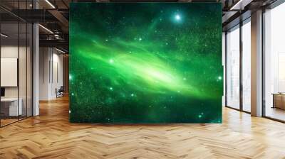 abstract green galaxy space background colorful cosmos universe backdrop Wall mural