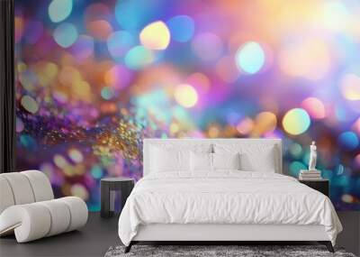 bright abstract iridescent background with bokeh holography Wall mural