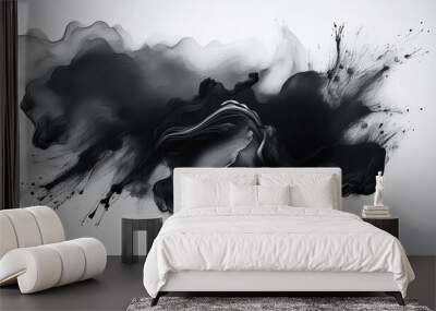 dark grunge background ink in abstract style on light background Wall mural