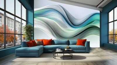 gray green and blue flow of wavy lines abstract wave Wall mural