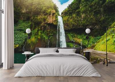 the waterfall salto do cabrito in the sao miguel island azores portugal Wall mural