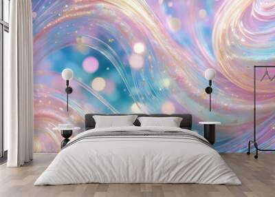 whimsical abstract with pastel tones swirling patterns and sparkling particles amazing wallpaper Wall mural