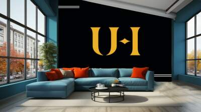 HU, UH Abstract Letters Logo Monogram Wall mural