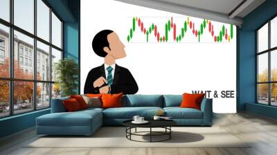 An investor is monitoring the stock chart. He is waiting for  the good timing to invest Wall mural