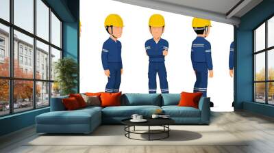 set of industrial worker on white background Wall mural