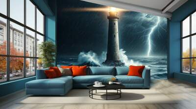 lighthouse in the sea Wall mural