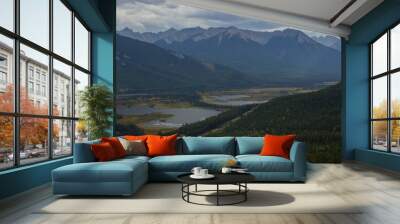 Aerial view of the Vermilion Lakes near Banff, Canada. Wall mural