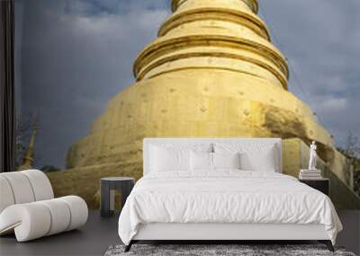 Gold-covered Chedi PhraThatLuang in Wat Phra Singh Temple in Chiang Mai, Thailand Wall mural