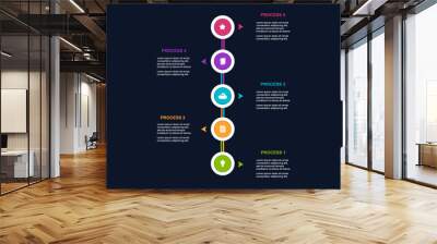 6 steps vertical with icons infographic template for business presentation banner Wall mural