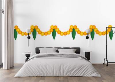 Flower garland decoration toran for Happy Diwali festival of light Wall mural